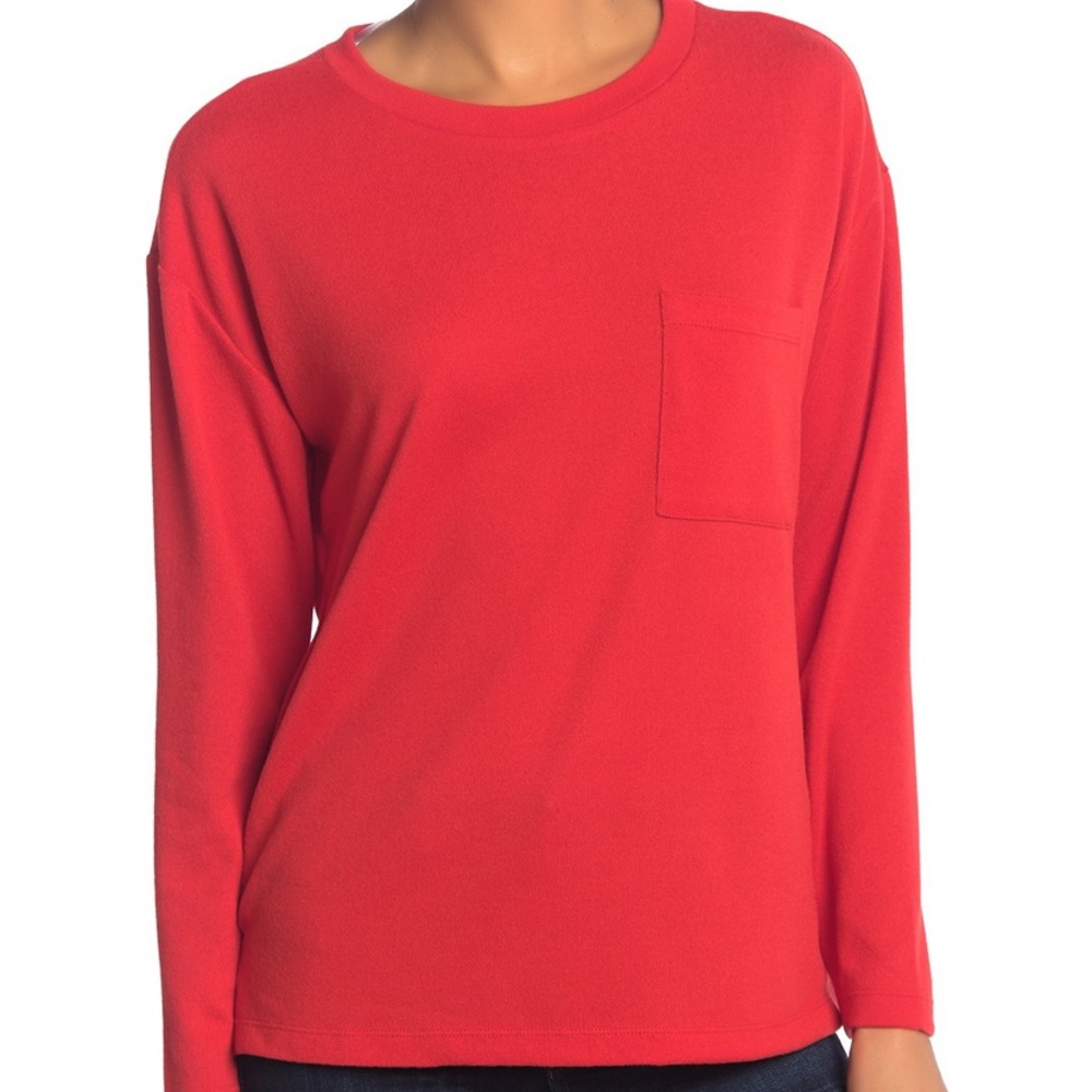Sanctuary Crew Neck Pocket Pullover Sweatshirt
